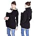 Produktbild KURAZL Multifunktions Mutterschafts Kinderbetreuungstasche für Frauen, Kangaroo Hoodie Schwangerschaftsmantel Babytrage Wickelhülle Herbst Winter Abnehmbares Warmes Sweatshirt,Schwarz,XXL