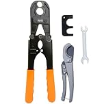 WHK Pex Crimping Tool Kit,Pex Pipe Crimping Tool for Crimp Cooper Ring to Pex B Pipe 1/2 Inch and 3/4 Inch Plumbing Pex Crimpers, with Go/No-Go Gauge and Cutter Meet ASTM1807(Orange)
