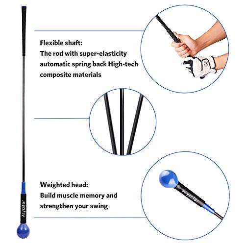 Asyxstar Golf Swing Trainer Aid - Power Flex Golf Swing Training aid for Strength and Tempo Golf Warm Up Stick