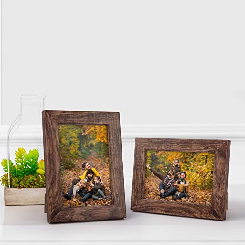 PETAFLOP 7er Set Bilderrahmen 10x15 CM Braun, Bilderrahmen holz Wand und Tischbilderrahmen, Geeignet für den Einsatz in Wohnungen Büros usw – Ansicht 5