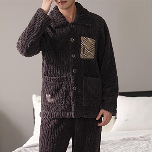Thickened loungewear suit winter men's lapel pajamas coral fleece winter facecloth3