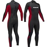 Ocealite Full Wetsuits 5/4mm 4/3mm and 3mm Full Wetsuit for Mens Premium Neoprene Suits for Diving Snorkeling Surfing Swimming (Mens 3mm Black+Red, Large)