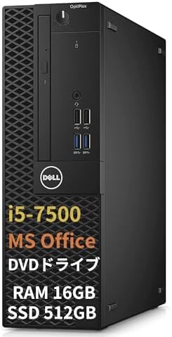 （21:30時点） 【整備済み品】デル デスクトップPC 3040又3050又5050/Win11 Pro/MS Office H&B 2019 / 第7世代 i5-7500 / Bluetooth/wajunのWIFI/HDMI/DVD /16GB/512GB SSD