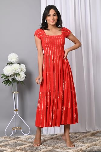 Image of IQRAAR Dress for Women Printed Midi Dress