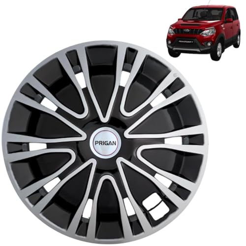 Image of PRIGAN Wheel Cover for NuvoSport Black Silver Wheel Cover 16 inch for NuvoSport (Set of 4 Pcs) (Press Fitting) Model Name- Drive Black Silver 16