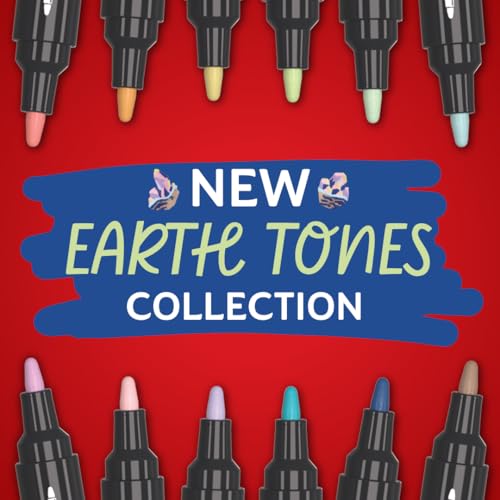 Image of Sharpie Creative Markers, Earth Tones, Glowing Tropics, Water-Based Acrylic, Bullet Tip, Assorted Colors, 5 Count - Arts & Crafts; Works on Paper, Metal, Wood, Ceramic, Glass, Rock, Canvas