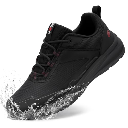 LARNMERN Zapatos Antideslizantes Hombre Zapatillas de Cocina Hombre Zapatos Hosteleria Transpirable Zapatillas Antideslizante Cocina Camarero Sanitario Moda Informal,Negro 43 EU
