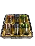Marrakech Tea Glasses, Moroccan Style Tea Set Of 6 In Assorted Colors And Gold Design, Royal And...