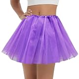 Women's 5-Layer Tulle Tutu Skirt, Fluffy Dance Dress for Cosplay, St. Patrick's Day Halloween Costume, Party, Running (US, Alpha, Large, Regular, Regular, Purple) -  UAREBST