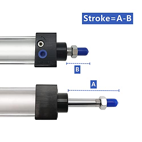 Aluminum Alloy Pneumaitc Air Cylinder Sc 63 X 150 (63Mm/2.5" Bore 150Mm/6" Stroke) Single Rod Double Acting Air Cylinder With 2Pcs 8Mm Pneumatic Quick Fitting #TOP3