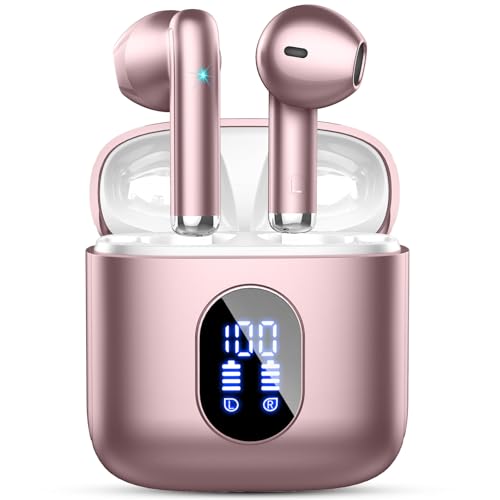 Wireless Earbuds, Bluetooth 5.4 Headphones in Ear NEW Wireless Earphones with 4 ENC Mic, Mini Ear buds with HiFi Stereo Deep Bass, 32H Playtime Dual LED Display, Bluetooth Earbud IP7 Waterproof USB-C