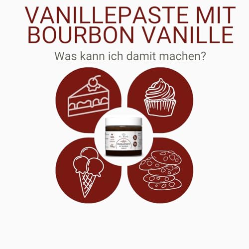 Pi-nuts Vanille Paste -aus Bourbon-Vanillebohnen und Vanilla Extract - Intensives Vanille Aroma - Glutenfrei, keine Konservierungsstoffe - Zum Backen und Desserts - 100 g