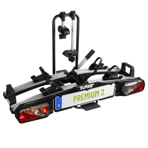 EUFAB 11521 Fahrradträger PREMIUM 2, E-Bike geeignet, komplett vormontiert, Diebstahlschutz, für 2 Fahrräder, für Anhängekupplung