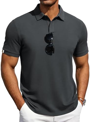 HMIYA Herren Poloshirts Mit Kurzen Ärmeln Atmungsaktive Poloshirts Für Herren Sommer T-Shirts Mit Druckknöpfen Freizeitshirts Basic Golf-Poloshirt