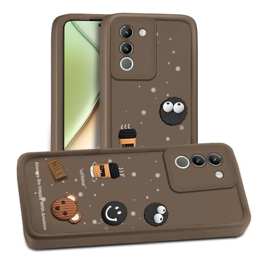 Image of AESTMO Back Case Cover for Vivo Y200 5G | Cute Fun Cartoon 3D Ball | Coffee Silicone Case | Full Body Protection | Camera Protection Back Cover for Vivo Y200 5G (Brown)