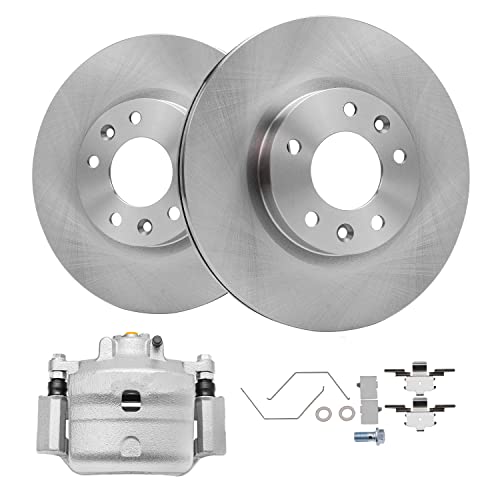 Image of Detroit Axle - Front Brake Kit for Ford Fusion Lincoln MKZ Zephyr Mazda 6 | Mercury Milan Disc Brake Rotors Disc Brakes Caliper w /Bracket Replacement