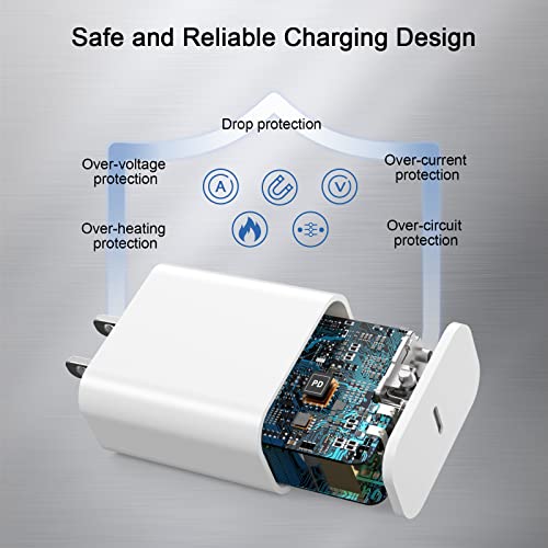 iPhone 14 Fast Charger, [Apple MFI Certified] 3-Pack 20W PD USB C Power Adapter Wall Fasting Charger with 6FT Type C to Lightning Cable Compatible with iPhone 14/13/12/11 Pro Max/XS/XR/X/8/SE/iPad