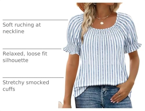 Image of WIHOLL Womens Short Sleeve Square Neck Summer Tops Dressy Casual Blouses Trendy Clothes 2026
