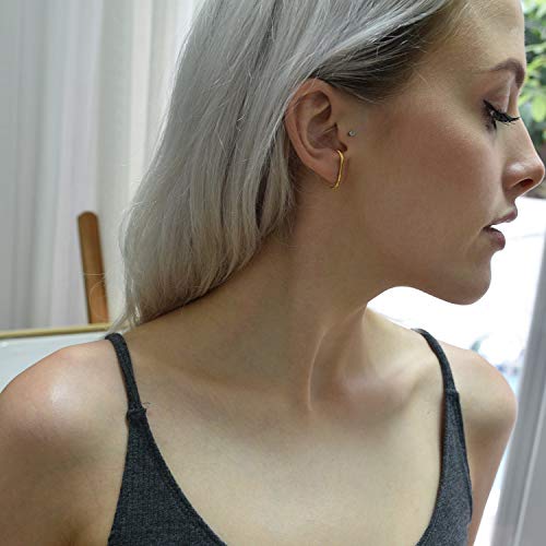 18K Gold Plated Sterling Silver Suspension Hoop Earring Ear Suspender Minimalist Ear Cuff Rose Gold Wrap Hoop Silver Huggie Earring #TOP3