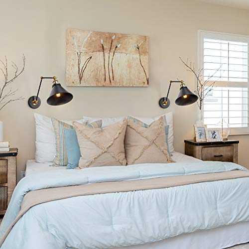 Lnc Black Wall Sconces, Swing Arm Wall Lamp With Antique Brass Finish, Adjustable Plug-In Or Hardwire Light Fixture #TOP3