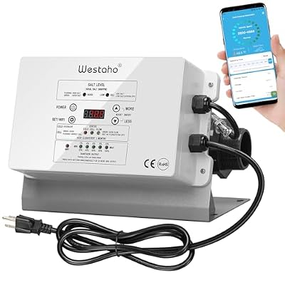 WiFi Salt Chlorine Generator, Westaho Salt Chlorination System with APP Remote Control, USA Titanium Salt Cell, for Above Ground Pools Up to 15,000 Gallons, Compatible with Intex Pool