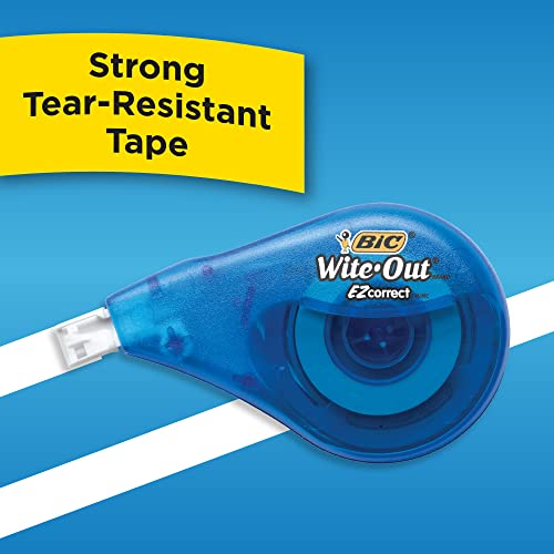 Image of BIC Wite-Out Brand EZ Correct Correction Tape, Applies Dry, Translucent Dispenser Shows How Much Tape is Remaining (Pack of 9, 162 Count Total)
