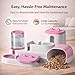 SNIFIT Automatic Dog Cat Feeder – 2-in-1 Cat Food and Water Bowl Set & Dog Food and Water Bowl Set, 800ml + 2.2L Pink