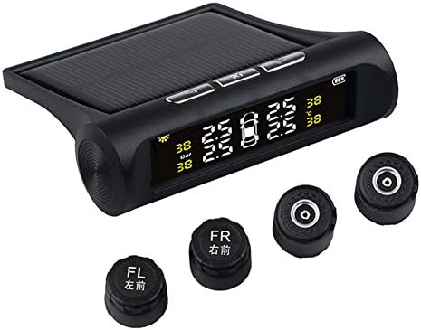 TPMS Solar Tyre Pressure Monitoring Systems Color LCD Display 4PCS Waterproof External Sensor Real-time Detection Universal Car Tire Pressure Temperature Auto Security Alarm System