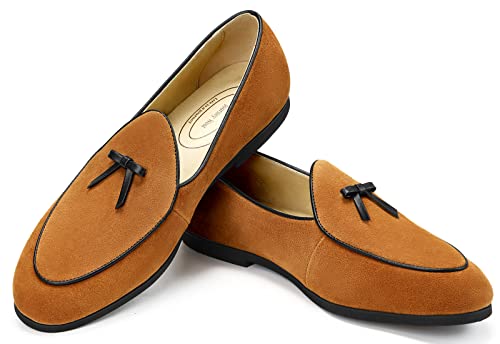 Image of Journey West Men's Suede Leather Belgian Loafers for Men Slip-on Casual Penny Casual Loafers