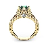 Faux Emerald Zircon Anillo Banda de Compromiso Joyería de Novia Charm en US 6 La scel