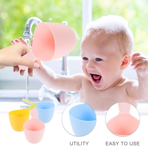 Image of 3-Pack Plastic Water Ladles 7.08X4.13X3.93In Multi-Purpose Water Scoop Cups for Baby Bath Hair Shampoo Kitchen Use Stackable Design