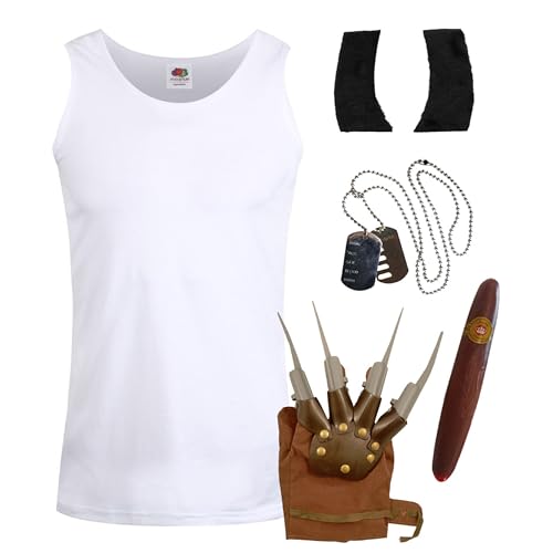 Costume de super-héros à griffes pour adultes – Taille S – Gilet blanc, gant à main griffe, médailles pour chien, pattes et faux cigare – Déguisement de...