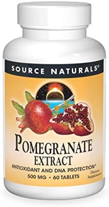 Source Naturals Pomegranate Extract 500mg Complete Whole Fruit Ellagic Acid Antioxidant & Added Fiber - 60 Tablets 