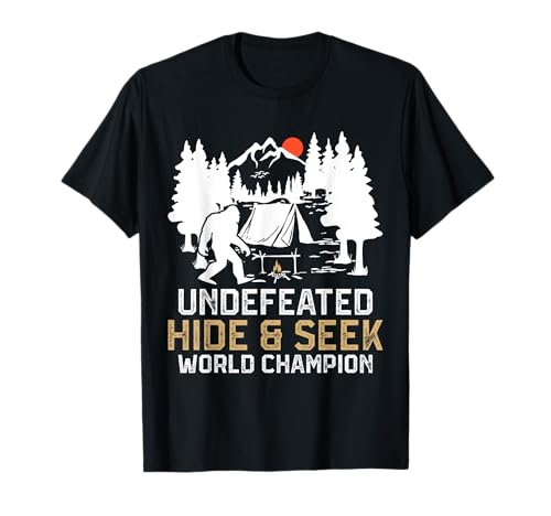 Bigfoot Hide & Seek Cryptid Hunting Funny Sasquatch Camping Maglietta