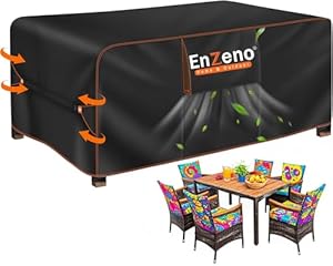 Enzeno Gartenmöbel Abdeckung Wasserdicht, Winterfest Abdeckplane Gartenmöbel 180X100X74cm Rechteckig, 420D Oxford Schutzhülle Gartentisch, Abdeckung Gartenmöbel Tisch für Gartentisch Sitzgruppe