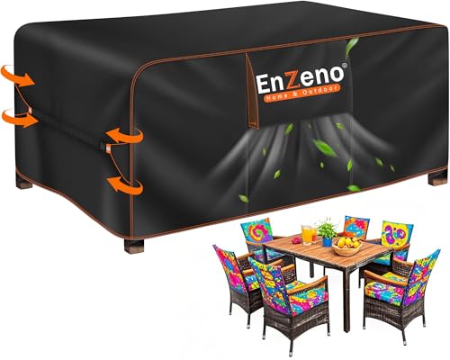 Enzeno Gartenmöbel Abdeckung Wasserdicht, Abdeckplane Gartenmöbel Winterfest, 420D Oxford Gewebe Abdeckhaube Gartentisch Rechteckig, Schutzhülle Tisch für Gartentisch Sitzgruppe 180x120x74cm Enzeno Gartenmöbel Abdeckung Wasserdicht, Abdeckplane Gartenmöbel Winterfest, 420D Oxford Gewebe Abdeckhaube Gartentisch Rechteckig, Schutzhülle Tisch für Gartentisch Sitzgruppe 180x120x74cm