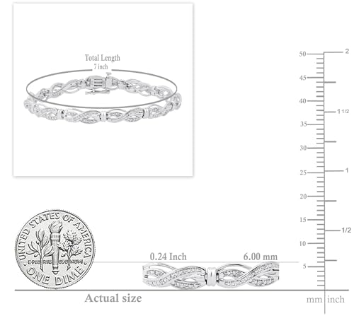 Dazzlingrock Collection Swirl Infinity Beaded Style Link Bracelet with Round Diamond Accents, 925 Sterling Silver4