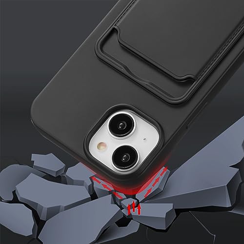ZTOFERA Capa transversal para iPhone 13/iPhone 14 com porta-cartão, capa de silicone líquido à prova