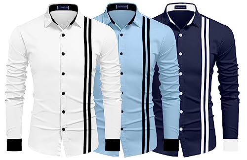 Image of Zombom Men's Striped Regular Fit Shirt
