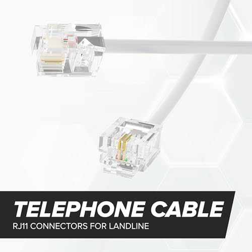 THE CIMPLE CO 25 FT Phone Cord for Landline - Modular Phone Line Cord for Fax, Printer, AIO, and Office Machines - 2 Conductor (2 Pin, 1 Line) Telephone Cable Extension 25 Feet (7 Meters), White
