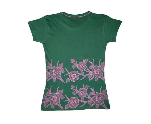 Girls Cotton Printed Half Sleeves Tshirts Summer (Pack of 2) Yellow::Bottle Green 3