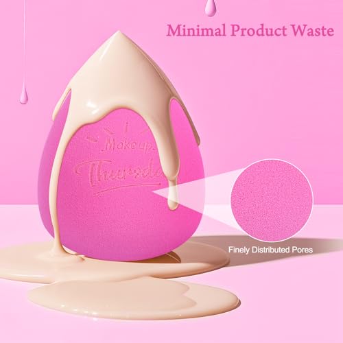 Image of Real Perfection Makeup Sponge Set Blender Sponges, Latex-Free Beauty Makeup Sponges 7 pcs with 1 Travel Container Case for Blending Foundation Liquid Cream and Powder (Pink)