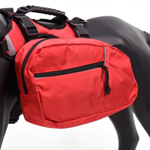 BLACKDOGGY Hunde 2-in-1 wasserabweisender Verstellbarer Expeditions-Rucksack, Geschirr mit Abnehmbarer Satteltasche, Rucksack für mittelgroße und große Hunde, Wandern, Camping, Reisen (M)