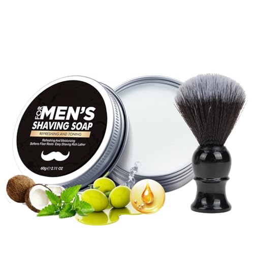 Shaving Soap for Men - Shaving Foam - Mens Soap with Shaving Brush - Dense Foam Shaving Kit for Men - Travel Mens Soap Shaving Cream - Rich Lather for the Smoothest Shave
