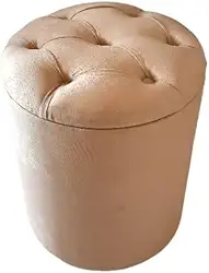 redondo capitonê luxo com baú ou sem baú (Bege-Sem baú)