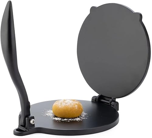 Prensa de tortilla, QuesadillaRoti Maker (6.5 pulgadas de diámetro), máquina de prensa Puri de aluminio modelo pesado con asa, prensa manual Roti,