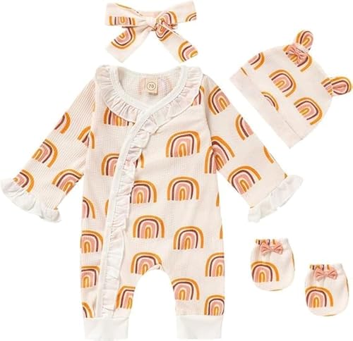 Image of GRNSHTS Newborn Girl Floral Jumpsuit Baby Girl Long Sleeve Ruffle Romper Overall Coming Home Outfits