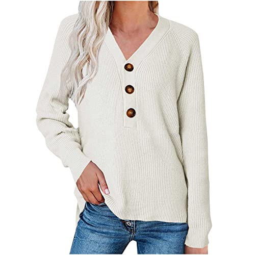 Amikadom Casaco feminino outono inverno manga longa gola V suéter crochê malha simples casaco femini
