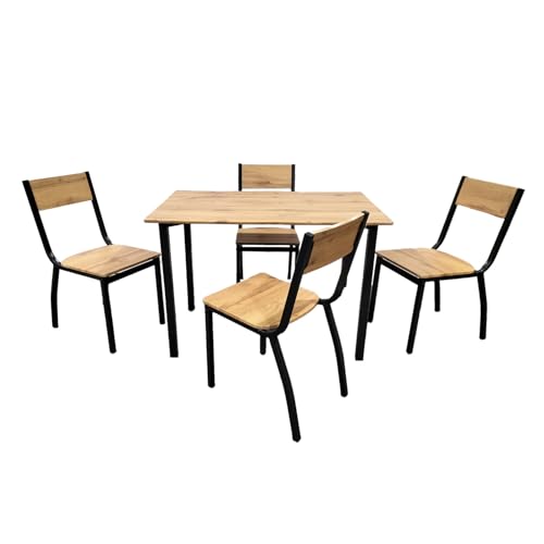 Reviews de Comedor de Cuatro Sillas - 5 favoritos. 43 TOPLIVING Set de Comedor de 5 Piezas Versátil para 4 Personas, Set de Mesa Rectangular 110x70 cm y 4 Sillas para Comedor de MDF y Metal Estilo Industrial Color Café y Negro