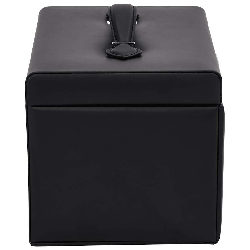 vidaXL Schmuckkästchen 3-Schichten mit Spiegel Abschließbar Schwarz, Schmuckkasten, Schmuckkoffer, Schmucktruhe, Schmuckbox, Schmuckorganizer